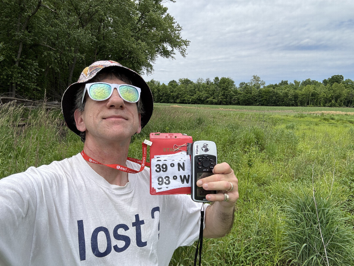 Joseph Kerski at the confluence point.
