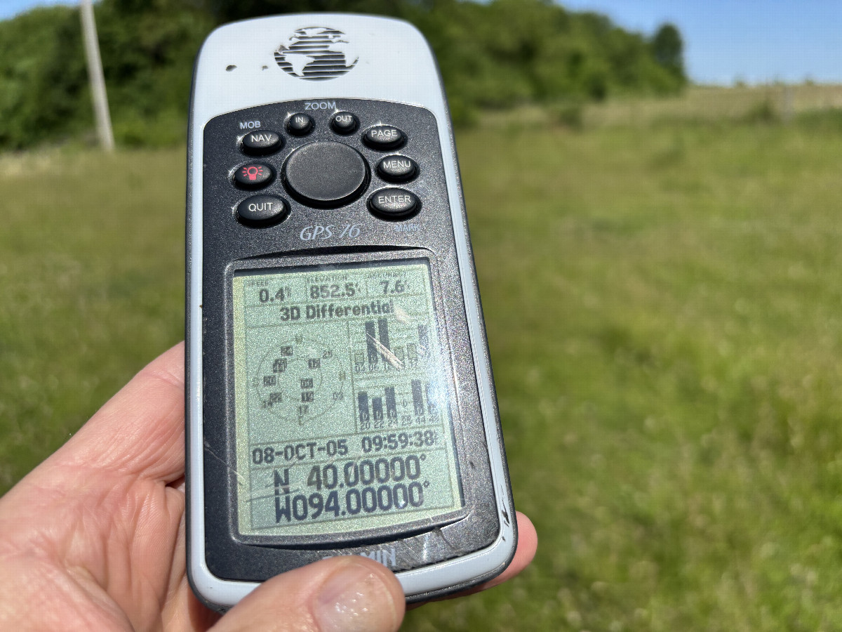 GPS reading at the confluence point. 