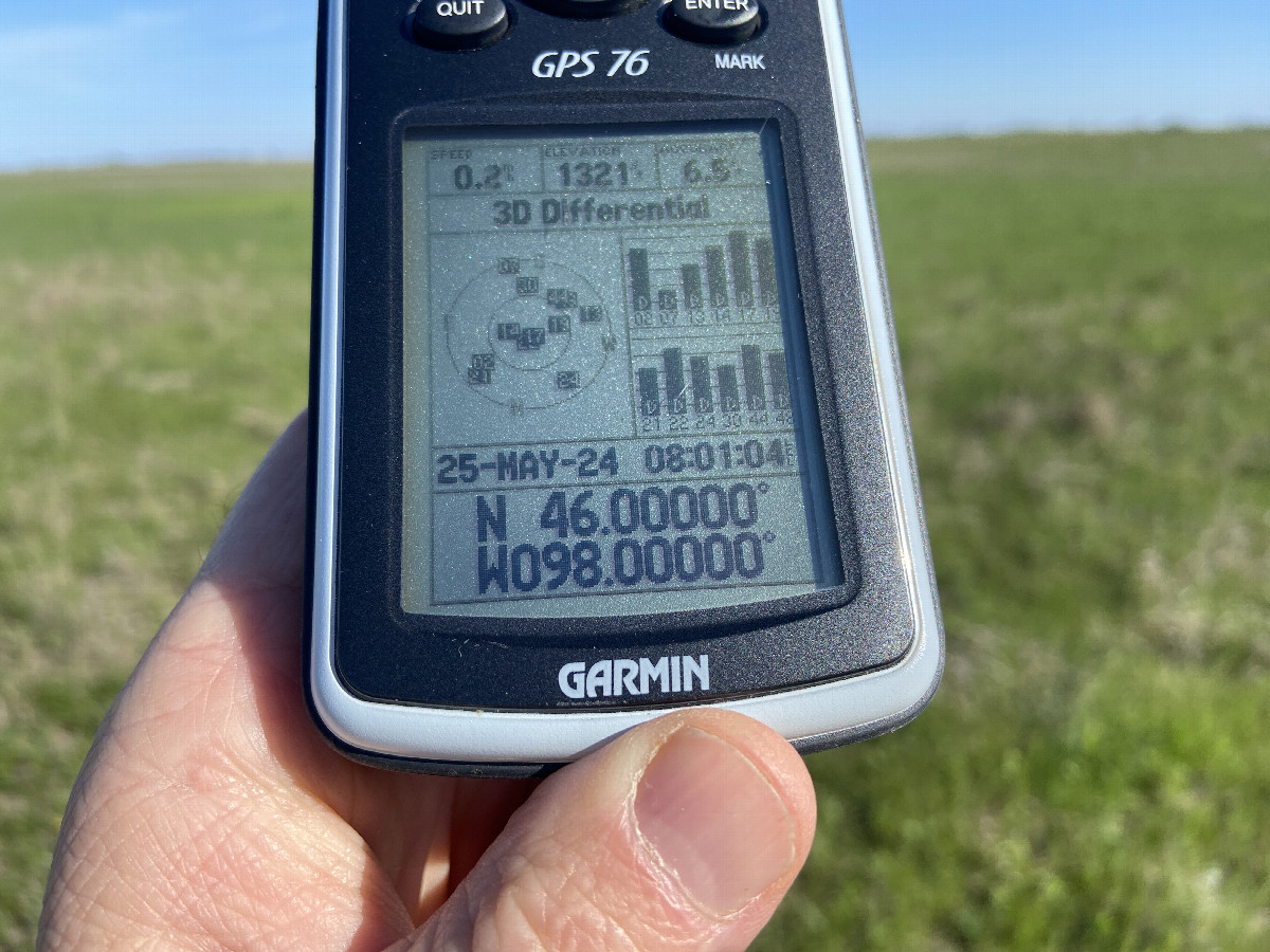 GPS reading at the confluence point. 