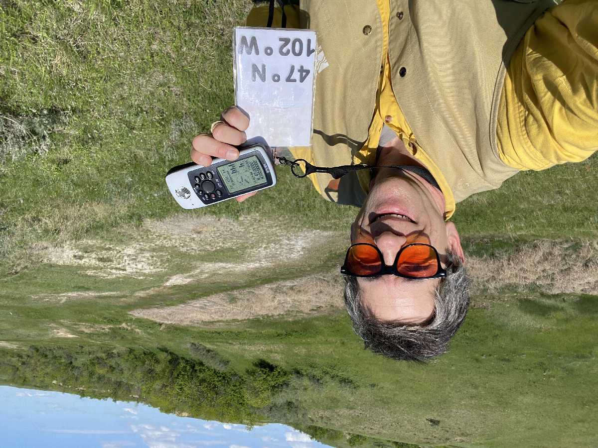 Joseph Kerski at the confluence point. 