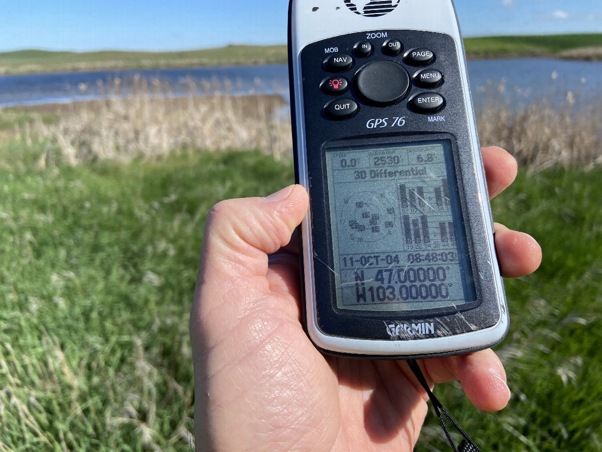 GPS reading at the confluence point.