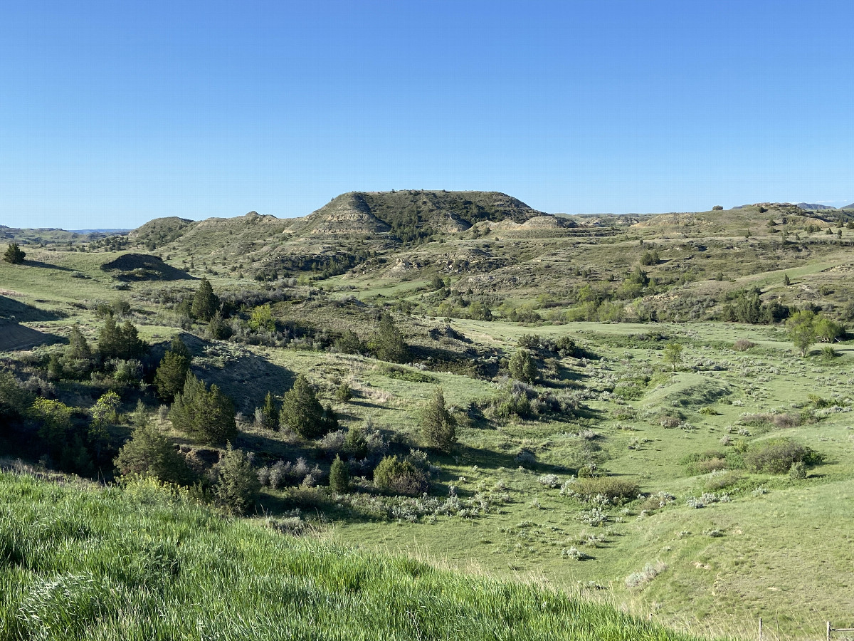 The terrain near Theodore Roosevelt national park, west of the confluence point. 