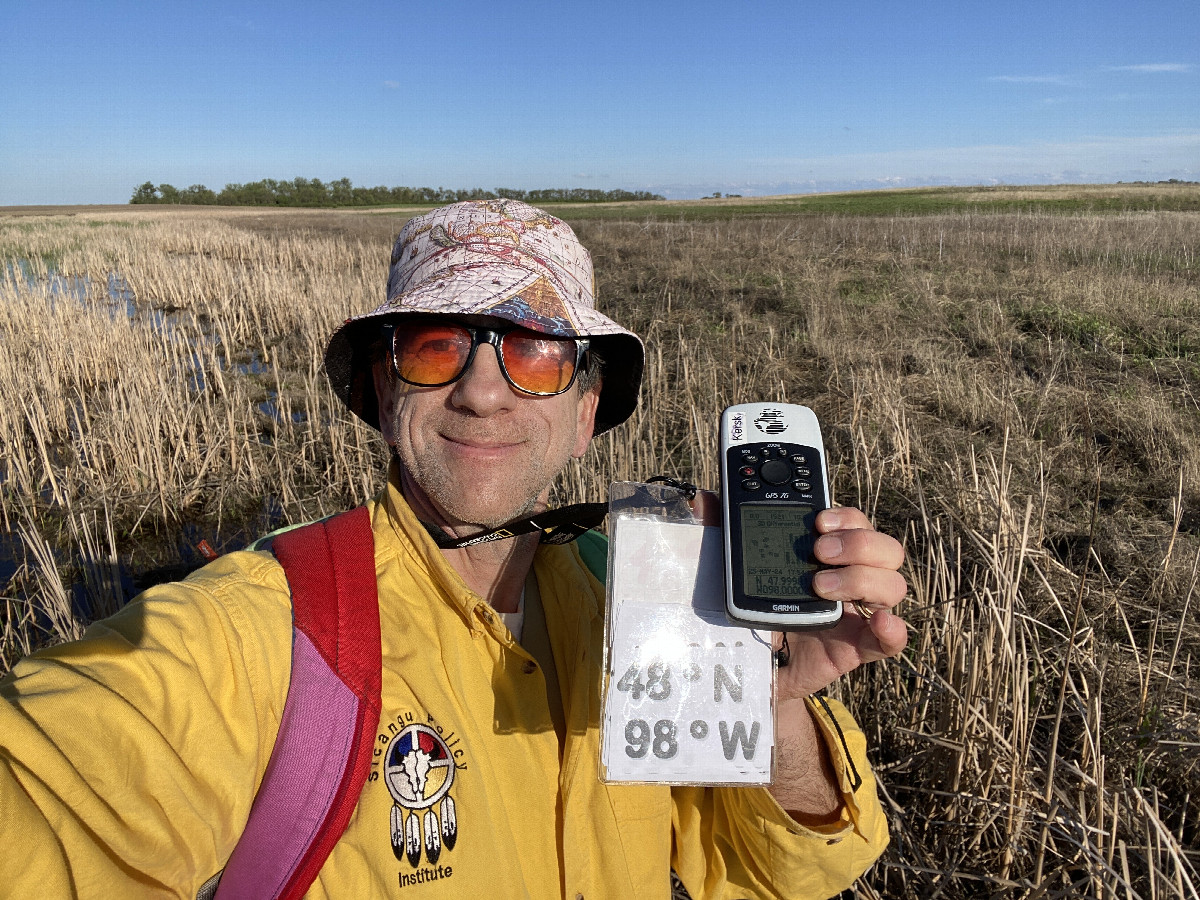 Joseph Kerski at the confluence point.