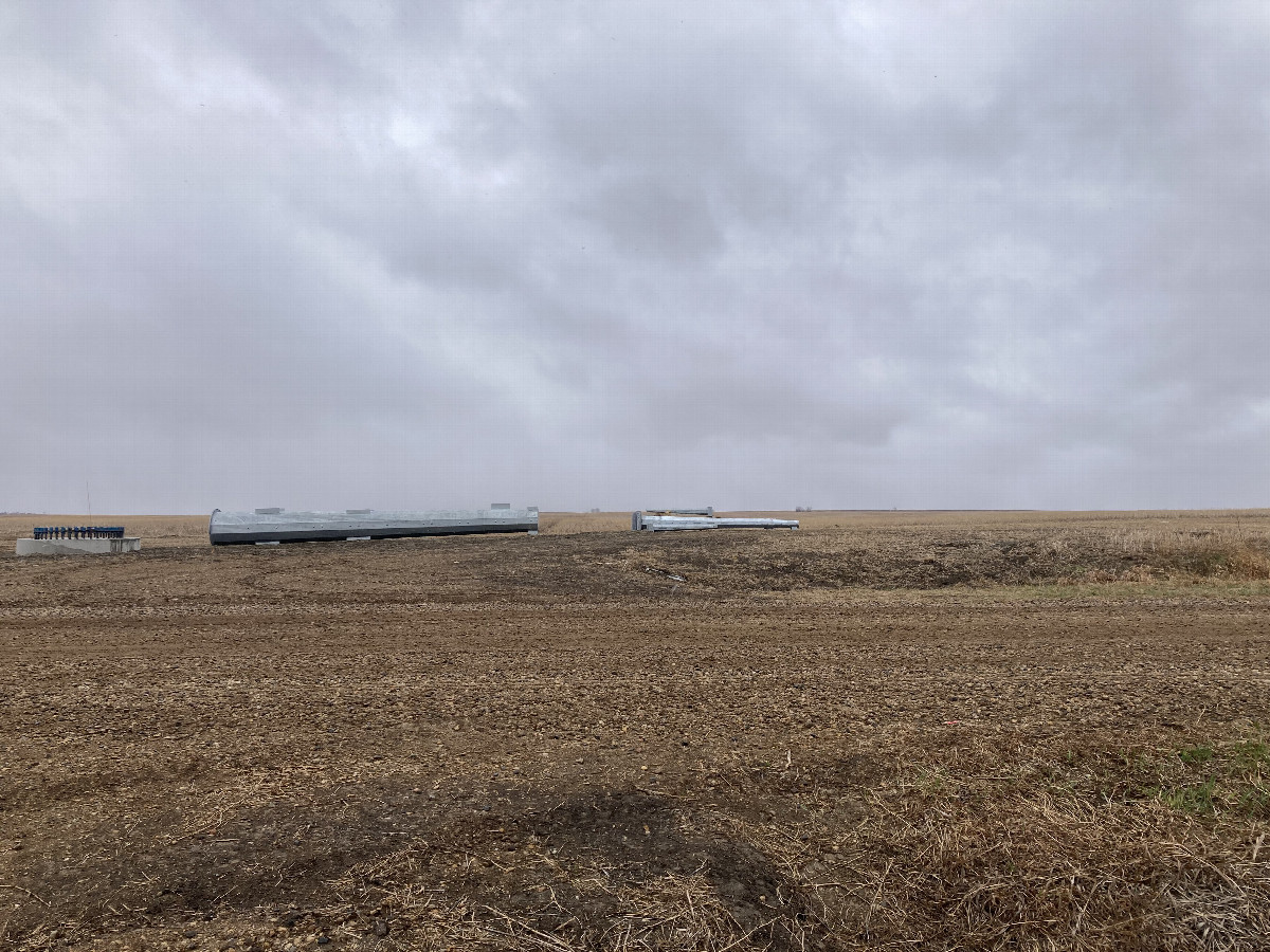 Looking west, at an unconstructed power pole
