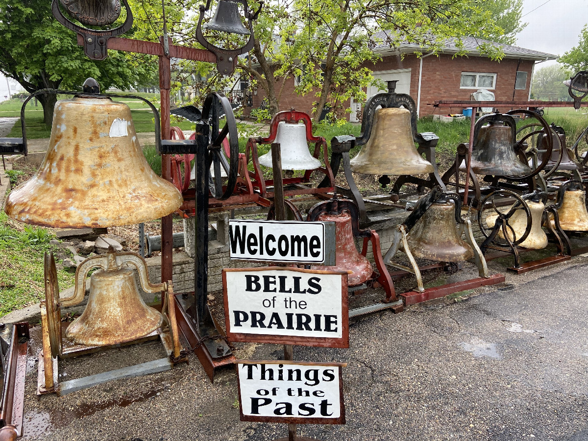 Bells of the Prairie, between this point and 42 North 98 West.  See my article about this collection of 150 bells on Atlas Obscura. 