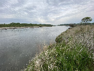 #10: The Elkhorn River, which runs south of the point from west to east, looking west (upstream). 