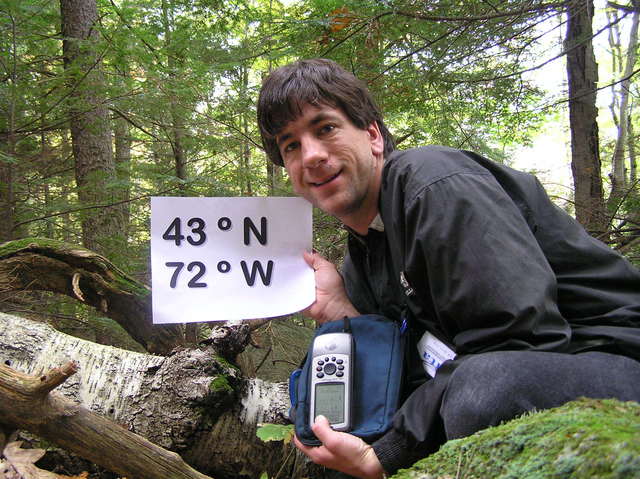 Joseph Kerski at his very first New Hampshire confluence.