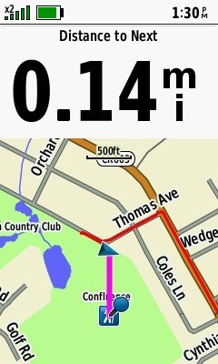 My GPS receiver's display at my closest approach