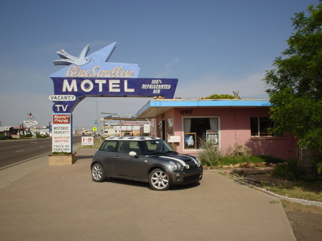 MINI Cooper at the Blue Swallow Motel in Tucumcari