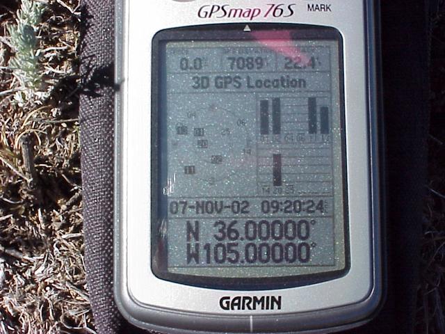 GPS showing date and location of confluence.