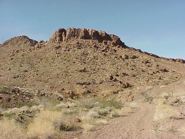 Small mountain where the confluence is located, about 4/5 of the way to the top.
