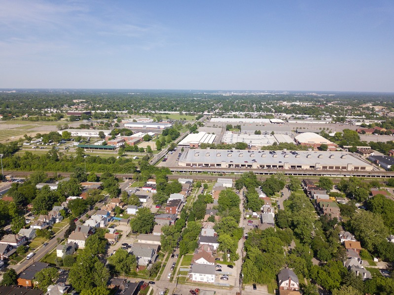 View East (of the Ohio Expo Center and Fairgrounds) from 400 feet above the point