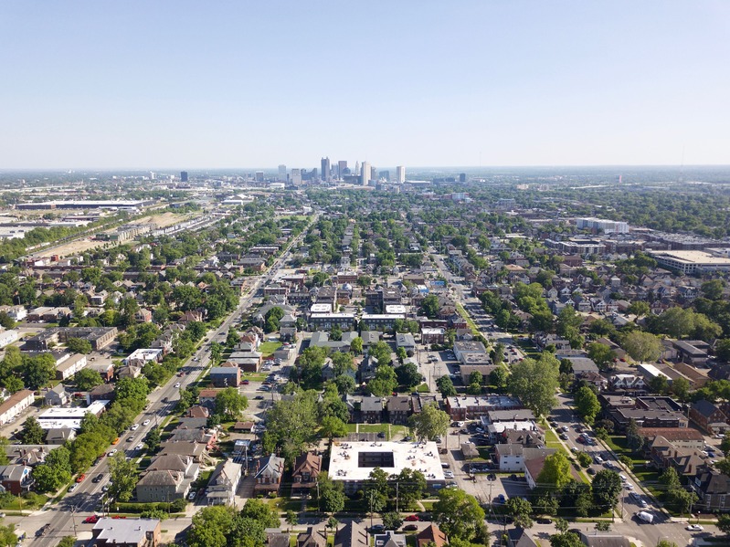 View South (towards downtown Columbus) from 400 feet above the point