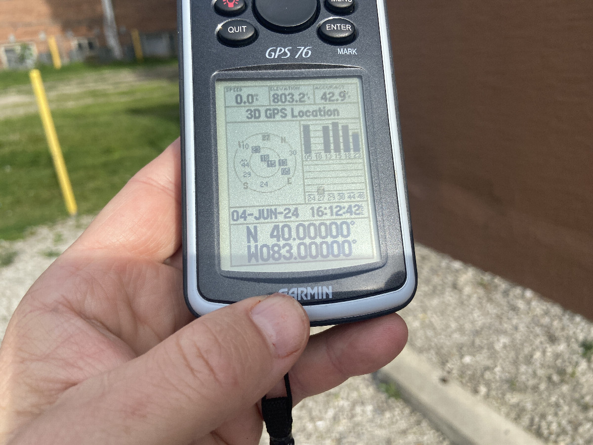 GPS reading at the confluence point.  