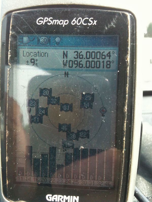 My GPS receiver, 232 feet from the confluence point