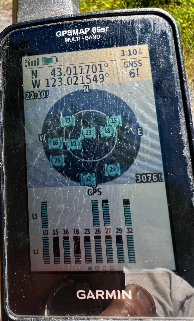 My GPS receiver, 1.36 miles from the point