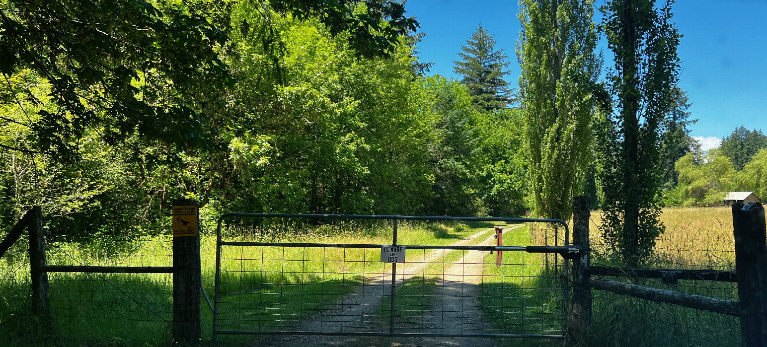 This private property gate - 2.24 miles from the point - prevented me from approaching via Coffee Creek