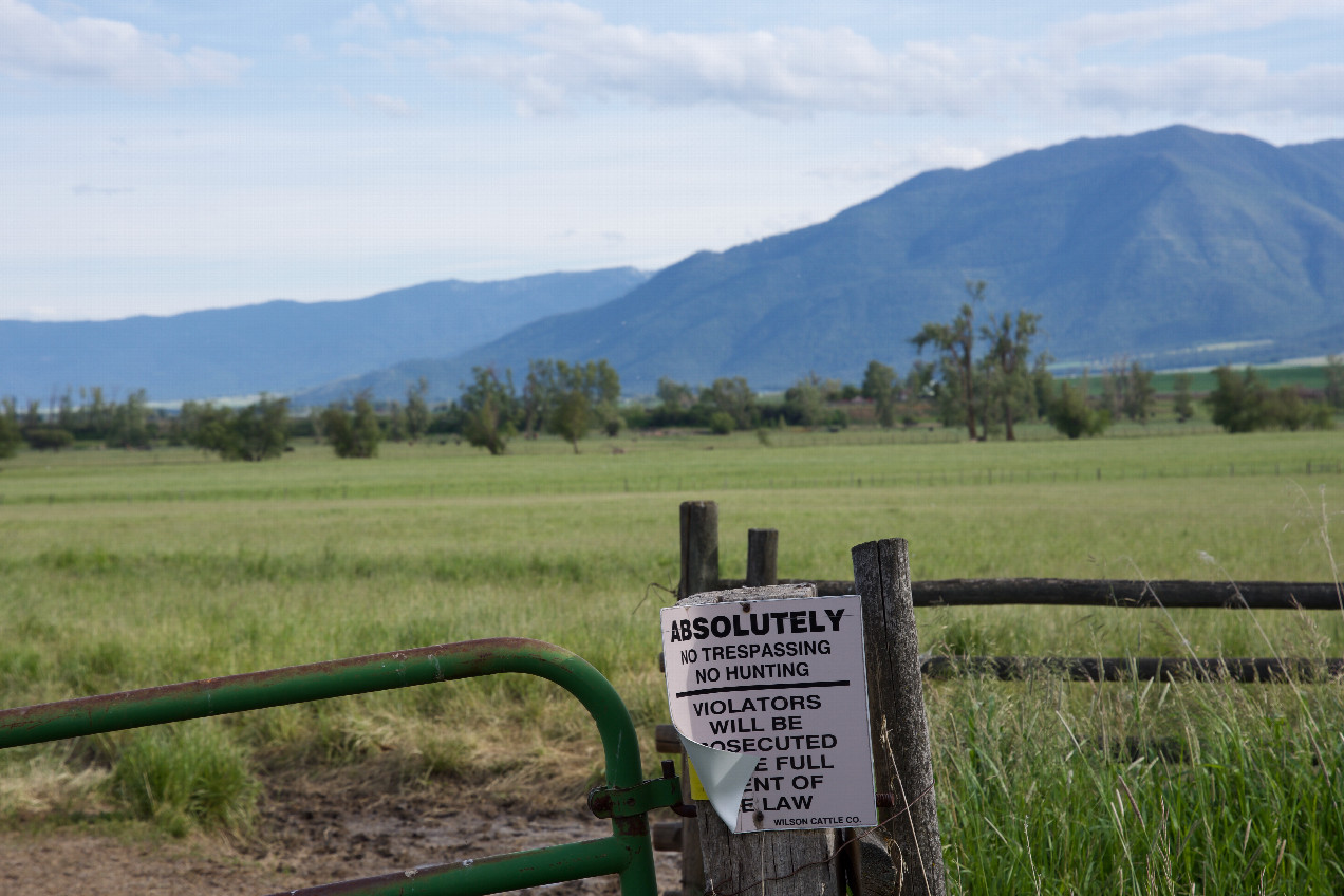 Looking South towards the point, 0.24 miles away.  This &ldquo;No Trespassing&rdquo; sign prevented me from getting closer.