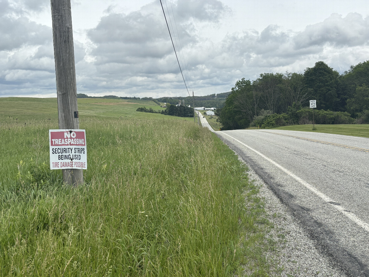 Looking downhill to the east where the confluence is in the middle distance. 