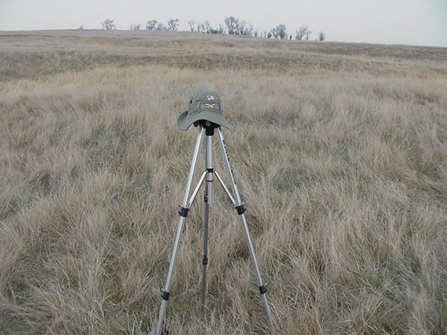 Camera tripod at site looking North.