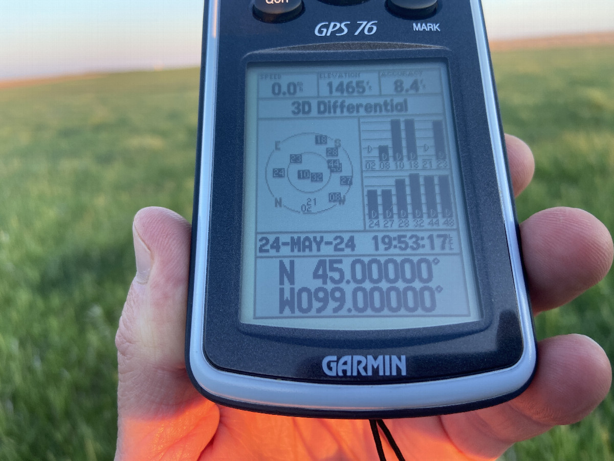 GPS reading at the confluence. 