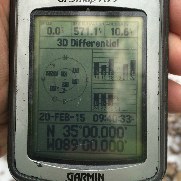 Finally, on the third visit, ten zeroes on the GPS...
