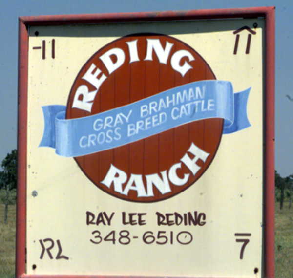 Sign at ranch entry, ca. 150 feet SE of the confluence