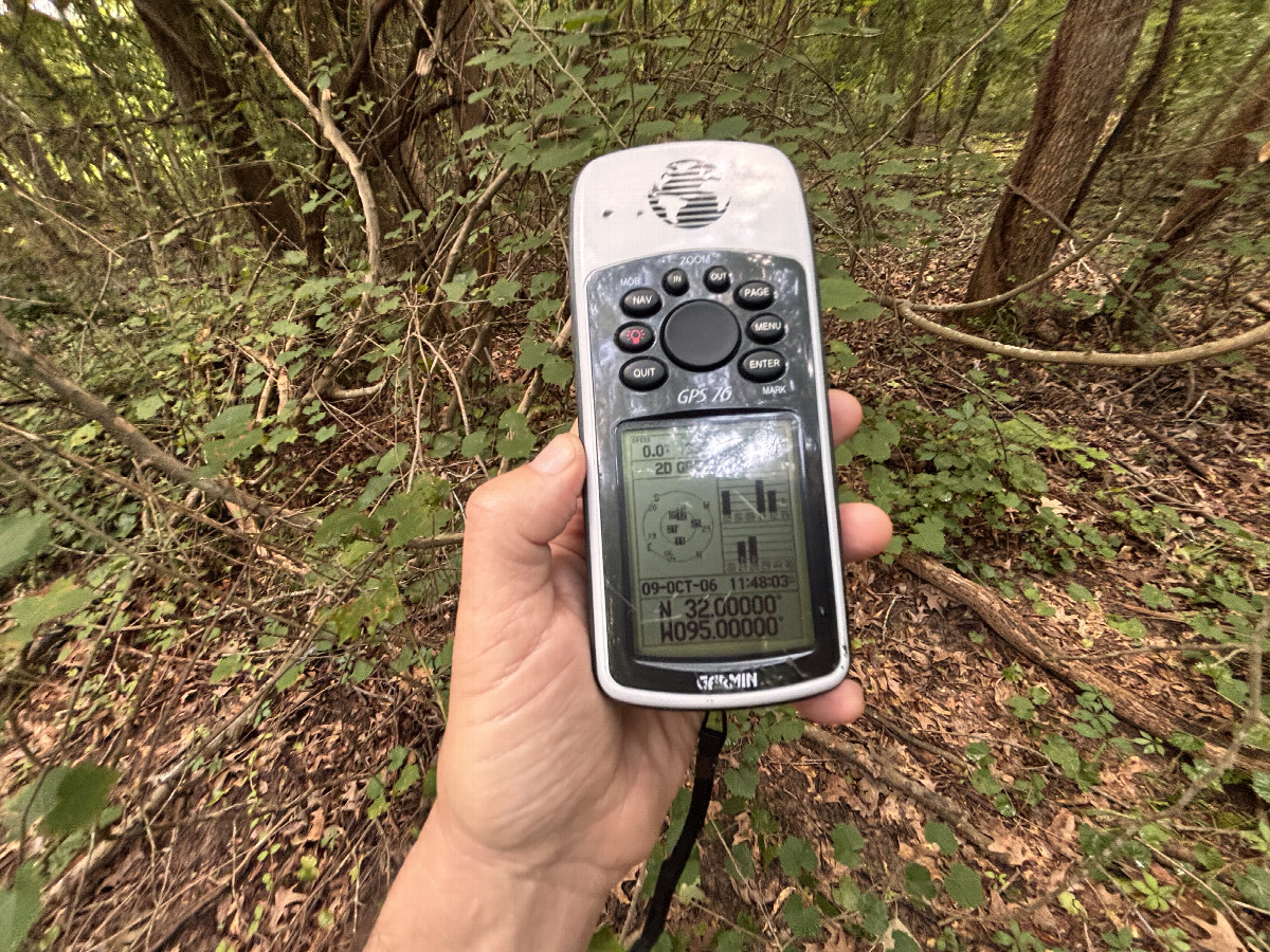 GPS reading at the confluence. 