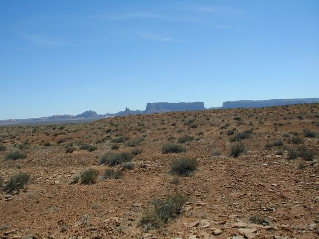 Confluence "monument" with Monument Valley in background (West)