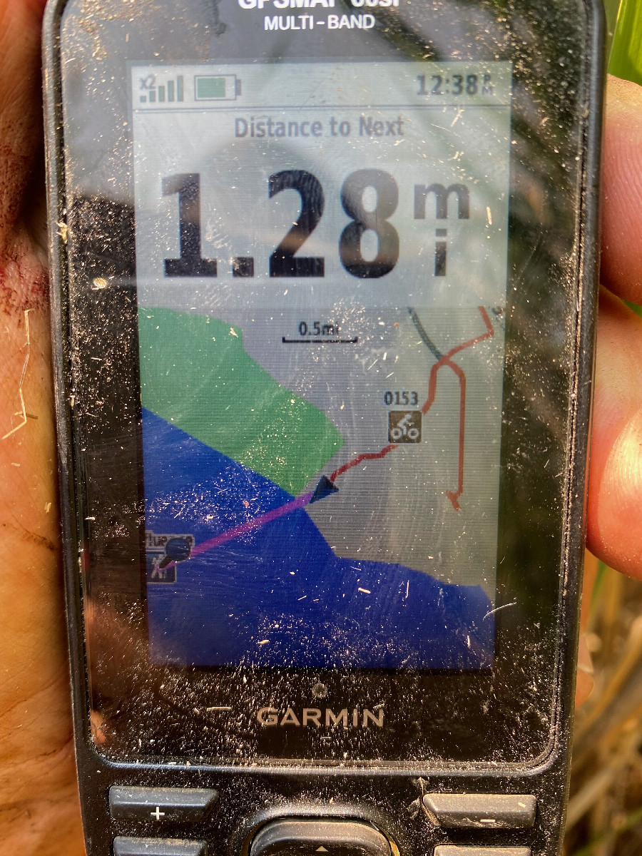 My GPS receiver, 1.28 miles from the point