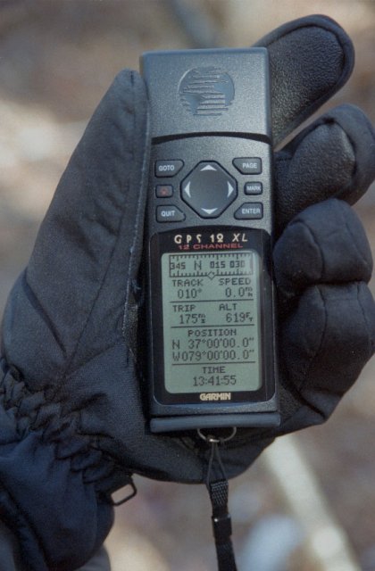GPS display at N37 W079