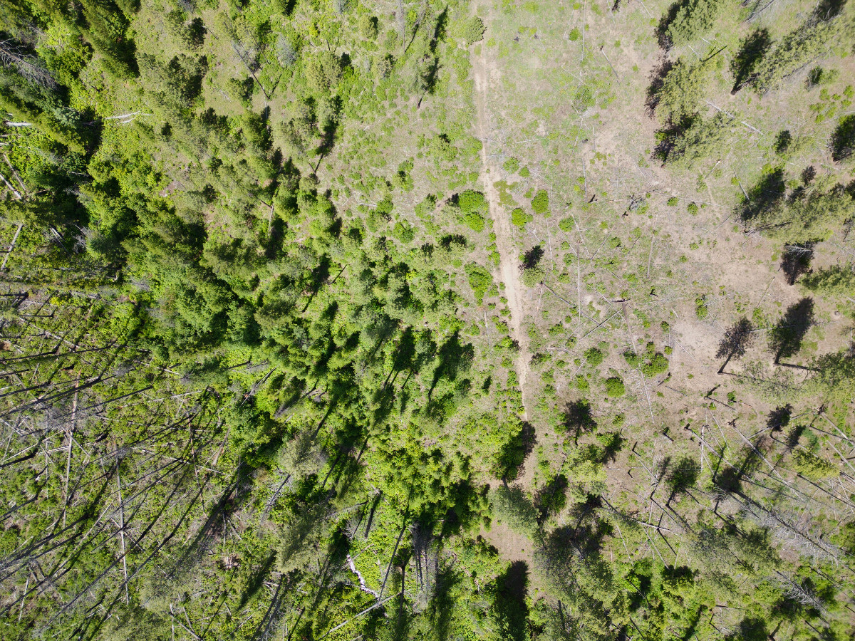Looking down on the point from a height of 120m