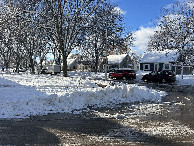 #5: A view to the west from the confluence, out Dreyer Pl (and facing the confluence dog).