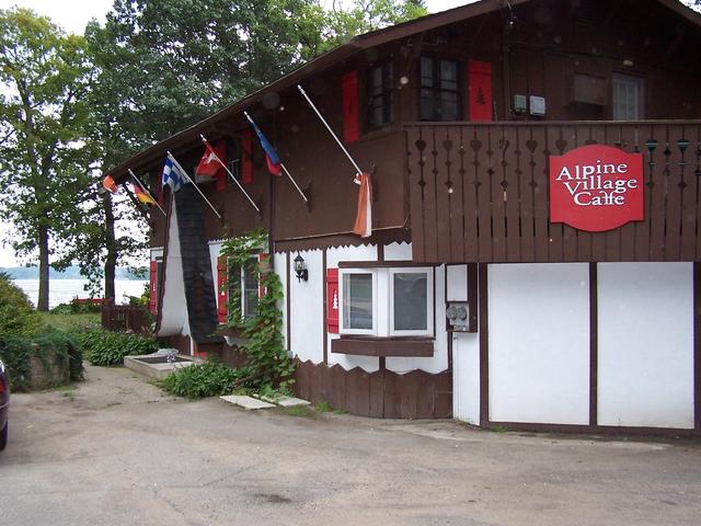 Alpine Village Cafe just North of confluence garage.