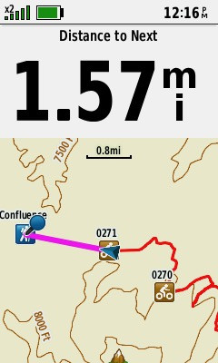 My GPS receiver, 1.57 miles from the point