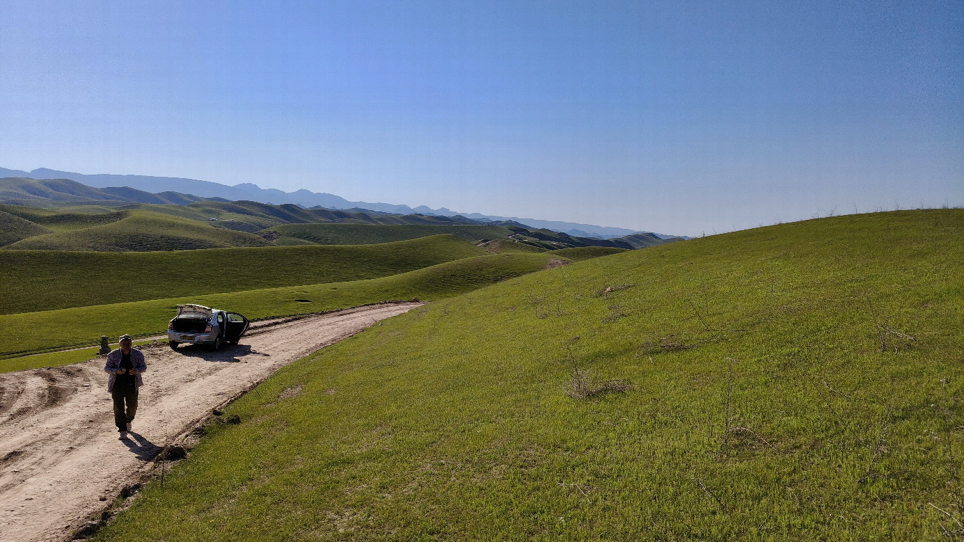 Parking and view towards Bobokukh Range