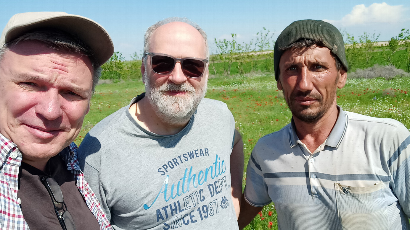 Visitors and the farmer