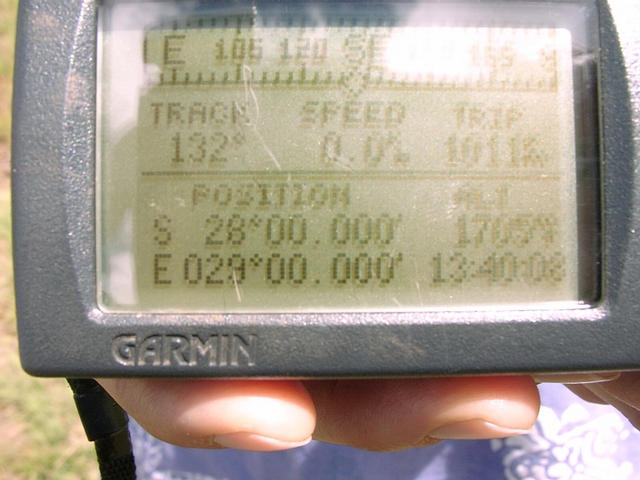 GPS screen showing coordinates